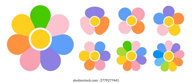 Flower pie chart collection. Three to nine steps petal diagram, Floral cycle infographic 