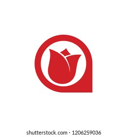 Flower Pin Logo Template Design, Creative Symbol, Icon