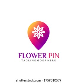 Flower Pin Map Logo Icon Design Vector Illustration