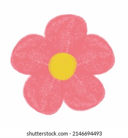 flower pink hand-drawn with a pencil on a transparent background