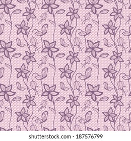 Flower pink lacy seamless background, vintage vector illustration