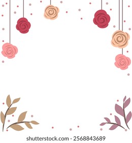 Flower pink rose border decorative frame graphic vector illustration