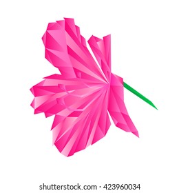 Flower pink simple rhododendron polygons Mountain shrub vector illustration
