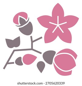 Una flor con un tallo rosa y pétalos rosados