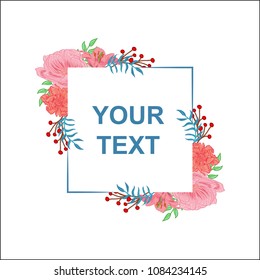 flower pink template text square