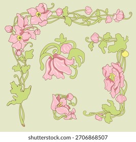 Flor en rosa con la vid con él
