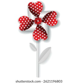 Image vectorielle de roue dentée de fleur avec des coeurs symbole d'amour