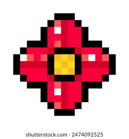 Flower pixel art isolated on a white background. Vector 8 bit illustration.