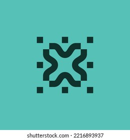 logotipo de píxel de flor. logotipo digital floral moderno y sencillo
