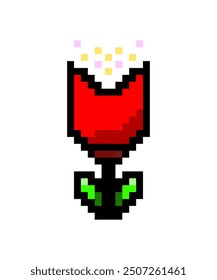 Flower pixel pattern, continuous fabric pattern vector