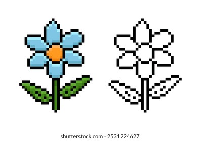 Blume im Pixelstil. Vektorgrafik