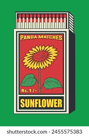 Blume, Pflanze, Blüte, Blüte, Blüte, Blüten, Blütenblätter, in Matchbox, passt zu Vektorillustration. Klassisches oder antikes Verpackungsdesign. Retroverpackungen. In: Indian art old style design.