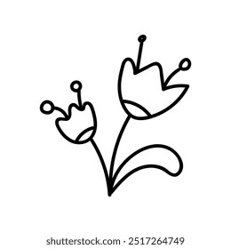 Flor, planta en estilo doodle. Vector, sobre un fondo blanco