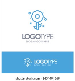 Flower, Plant, Easter, Holiday Blue Outline Logo Place for Tagline