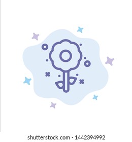 Flower, Plant, Easter, Holiday Blue Icon on Abstract Cloud Background
