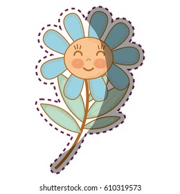 flower plant with happy cheeks and closed eyes