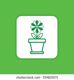 Flower Plant Icon Pot. Graphic Element Isolated. Outline Style Design. Symbol for Use Mobile, Web 