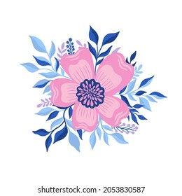 Estilización abstracta de la hoja de flores.Diseño elegante de flor plana aislado en fondo blanco.Ilustración vectorial.