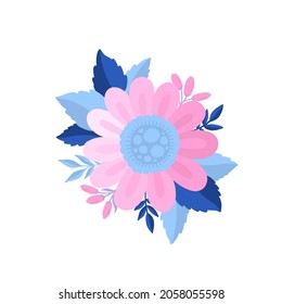 Estilización abstracta de la hoja de flores.Diseño elegante de flor plana aislado en fondo blanco.Ilustración vectorial.