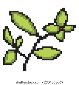 Flower plant leaf pixel art