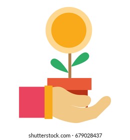 flower plant with leaves in the hand