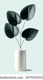 A flower, a plant with leaves in a pot. 3d vector icon. minimalistic style.