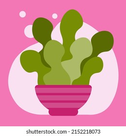 Flower, plant with leaves in pot. Gardening concept. Vector icon.