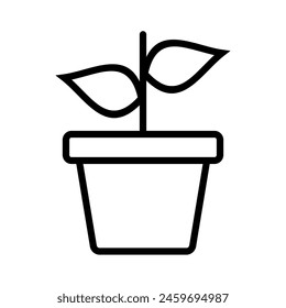 Flower, plant with leaves in pot. Gardening concept. Vector icon.