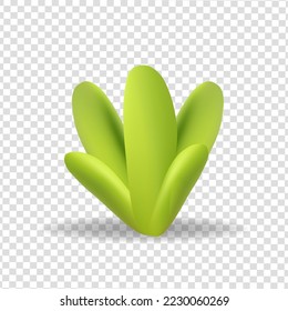 Flower, plant with leaves in transparent background. Gardening concept. 3d vector icon. Cartoon minimal style.