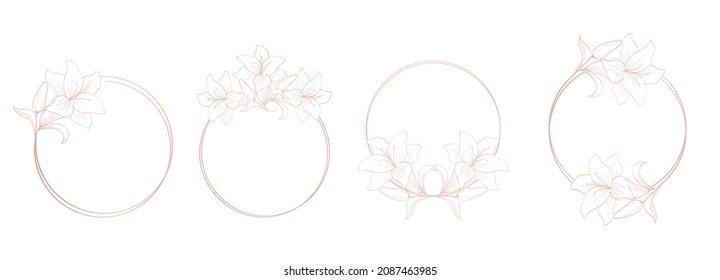 plantilla vectorial de línea floral como accesorio de diseño minimalista femenino o belleza. 