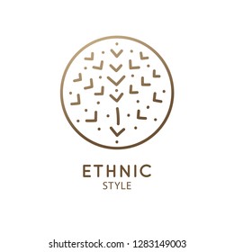 Flower plant logo template. Vector abstract emblem floral tree. Simple minimal badge for design of natural products, flower shop, cosmetics and ecology concepts, health, spa and yoga Center.