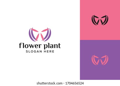 flower plant logo vector concept with unique, simple, and elegant style on white background
