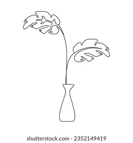 Flower plant outline flat vector element