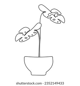 Flower plant outline flat vector element