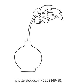 Flower plant outline flat vector element
