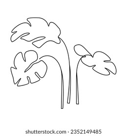 Flower plant outline flat vector element