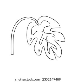 Elemento vectorial plano del contorno de la planta de flor
