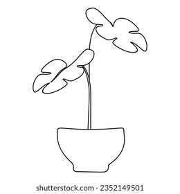 Elemento vectorial plano del contorno de la planta de flor