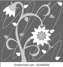 flower and plant pattern on black background.Vector illustration