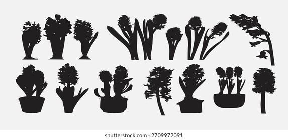 flower plant pot silhouette vector illustration