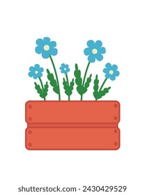 A flower plant in a pot. Vector illustration in flat style for design, layout, print, brochure. Cute background