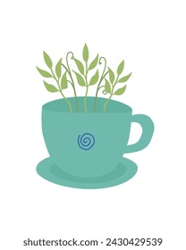 A flower plant in a pot. Vector illustration in flat style for design, layout, print, brochure. Cute background