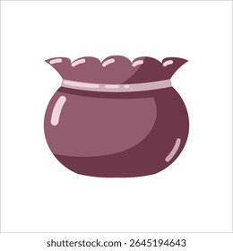 Flower plant pots isolated on white background for planting seeds and houseplants, Hand drawn vector Flat illustration of gardening items for garden spring work, classic pot without plant with soil