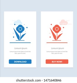 Flower, Plant, Rose, Spring  Blue and Red Download and Buy Now web Widget Card Template