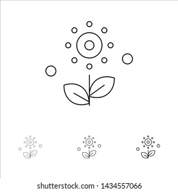 Flower, Plant, Rose, Spring Bold and thin black line icon set