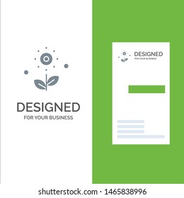 Flower, Plant, Rose, Spring Grey Logo Design and Business Card Template. Vector Icon Template background