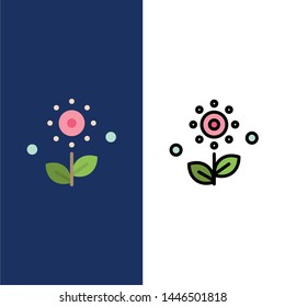 Flower, Plant, Rose, Spring  Icons. Flat and Line Filled Icon Set Vector Blue Background