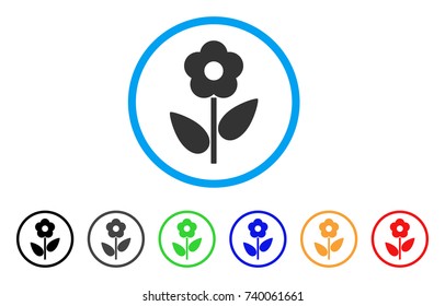 Flower Plant rounded icon. Style is a flat gray symbol inside light blue circle with bonus color versions. Flower Plant vector designed for web and software interfaces.