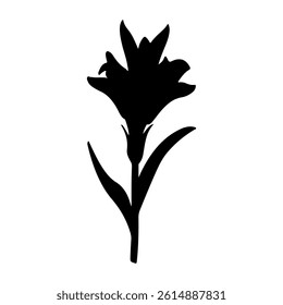 Flower plant silhouette icon vector flat design on white background.