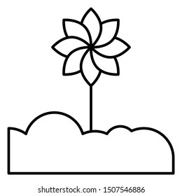 Flower Plant in Soil Design, Agricultural Vector Icon